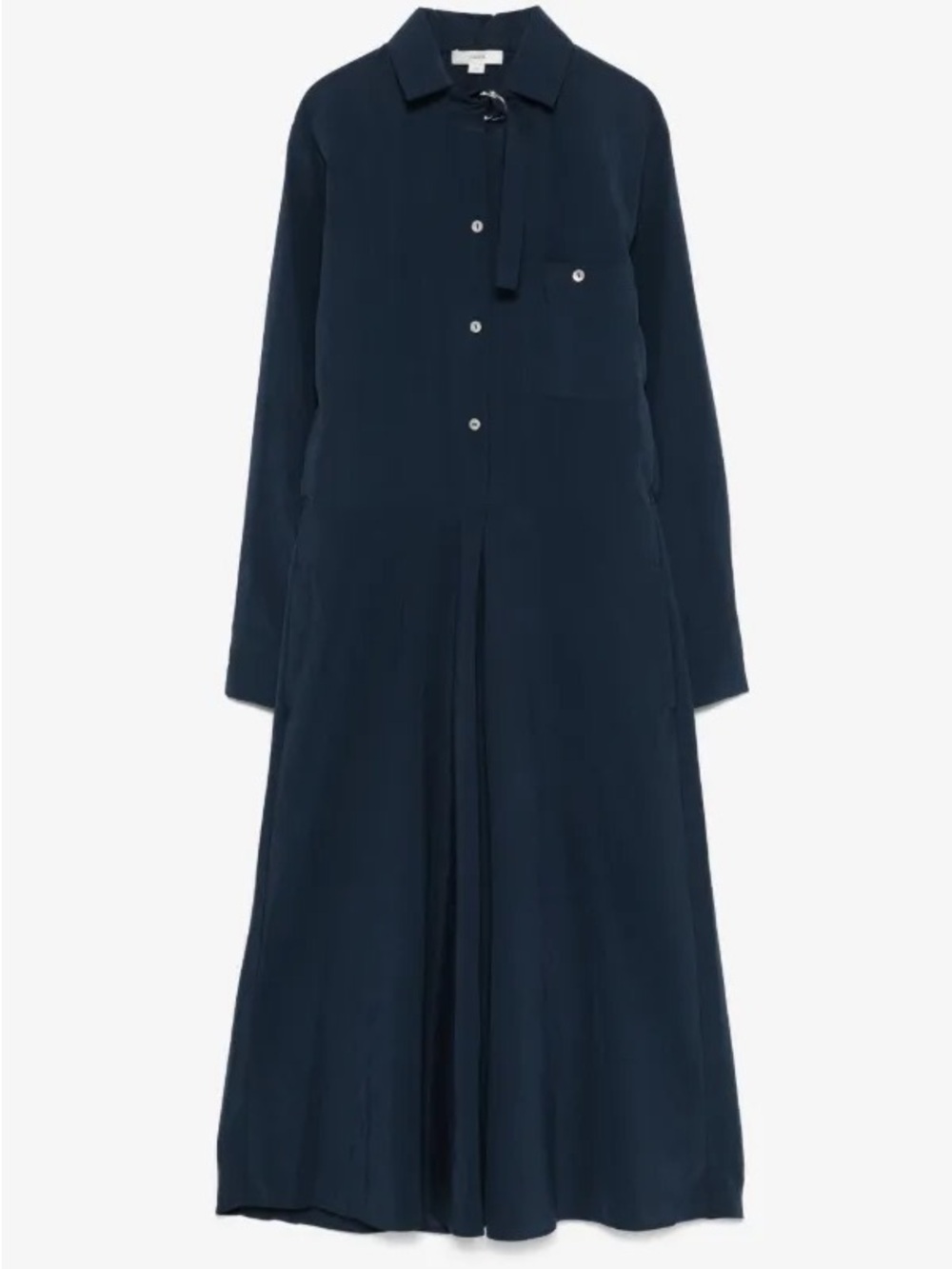 Vince easy midi woven navy Prussian blue shirt dress medium long sleeve